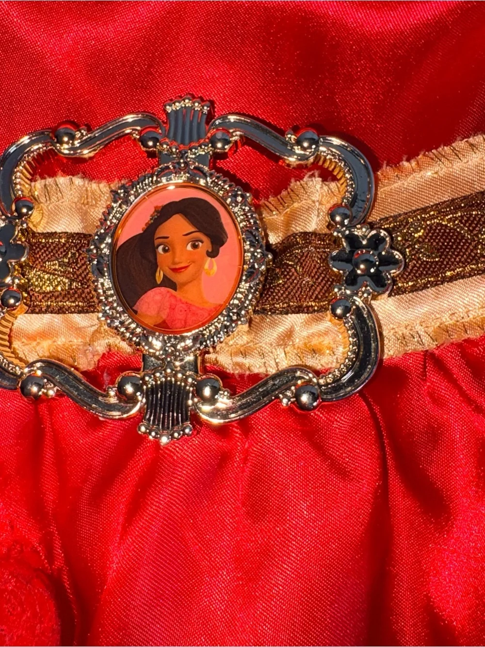 Disney elena of avalor Girls age 7 Red Princess Costume Dress with Gold Belt